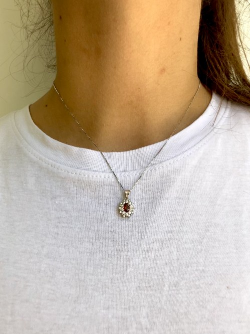 Collana Argento Pietra Rossa La Griffe Gioielleria CLR002 